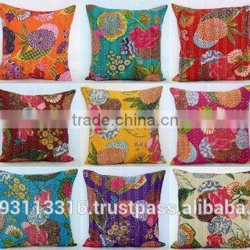 Wholesale Kantha Print Cushion Cover, Kantha Cushion Cover, Indian flower Printed Cushion Cover