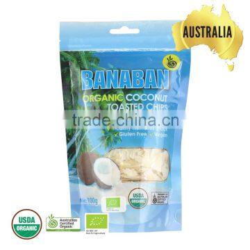 Australia made BANABAN Coconut Toasted Chips virgin coconut food Manufacturer