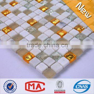 ZTCLJ JTC-1303 Mixed Mosaic Wall Backsplash White Stone and Glass Mosaic Tiles