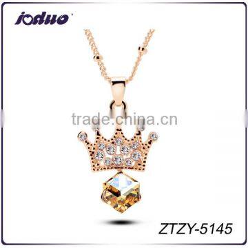 Latest Design Charm Crystal Crown Pendant Necklace