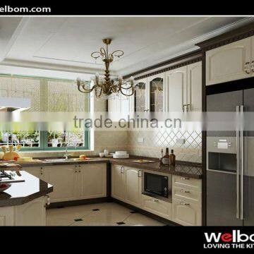 Vinyl Wrap Solid Wood Kitchen Furniture