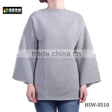 Fashion Woman Cashmere Knitted Sweater, Women Plain Grey Loose Sweater