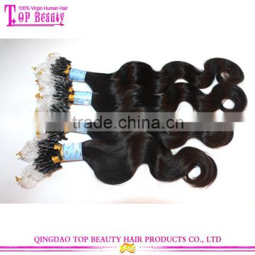 Qingdao hot sale body wave micro loop hair extension 8a grade human hair micro loop hair extension