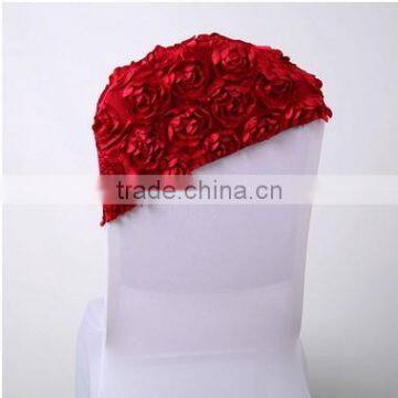 Fashionable Cheap Wholesale Spandex Satin Rosette Chair Cover Chair Cap/ Chair Hood for