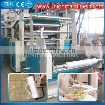 LLDPE 3 Layer Auto Loader Plastic Cast Stretch Film Machine for Food Cling Film