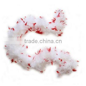 White Turkey Chandelle Feather Boas with red tips-party decoration