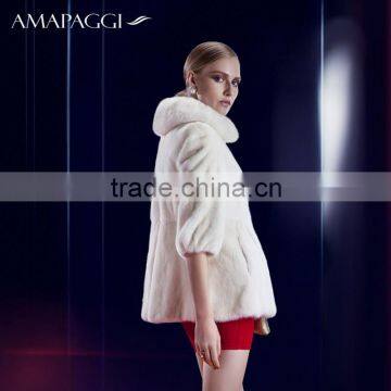 Wholesale white short mink fur coat with good price