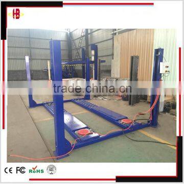 Four Post Garage Vehicle Lift With Rolling Jack and Hydraulic Power Unit