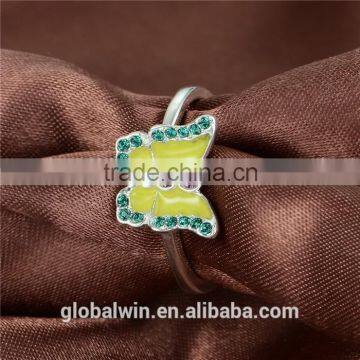 Hot Sale silver Ring Fancy Yellow Enamel Color Butterfly Custom Logo Silver 925 Cheap Rings