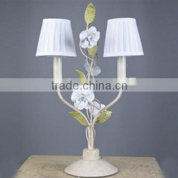 Metal flower paint colour double shade decoration table lamp