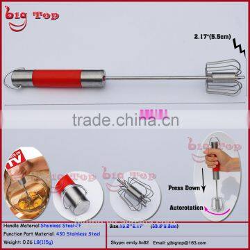 BT0154 14" Rotating Whisk with PP Handle Egg Beater With 430 Function Part 14" PP handle Rotating Egg Beater With Hook