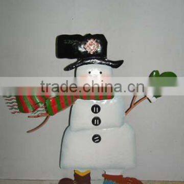 handicraft Holiday home decor, metal snowman figure, China Wrought Iron Outdoor Christmas decoration Supplies