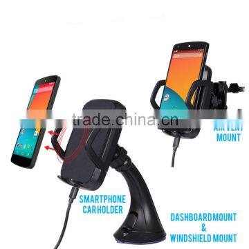 Qi-standard Wireless Charging Pad+ Car Dashboard/Windshield/Air Vent Mount Holder For Smartphones