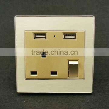 Multi plug socket electrical 3 pin 13A uk wall touch switch socket with usb