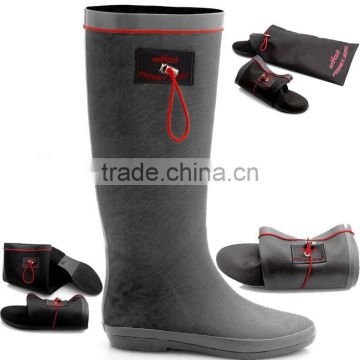 foldable ladies water proof natural rubber rain boots available in different color