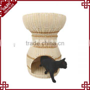 Eco-friendly handmade unique PE rattan double-deck pet product manufacturer