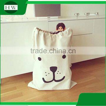 Baby Kids Children Cotton Canvas Toy Storage Bag Bear Pattern Canvas Laundry Sack Bag photo-3