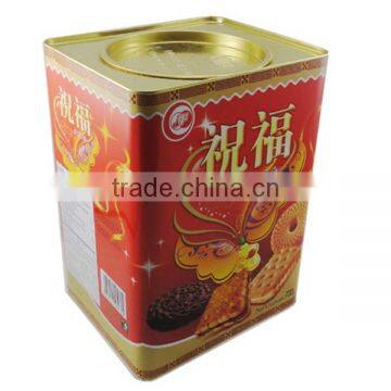 rectangular metal biscuit tin box