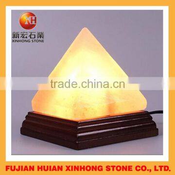 himalayan floor salt crystal lamp for home with wooden base design