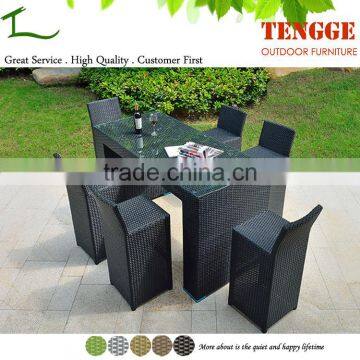 6 Seats Wicker Bar Height Patio Dining Set photo-2
