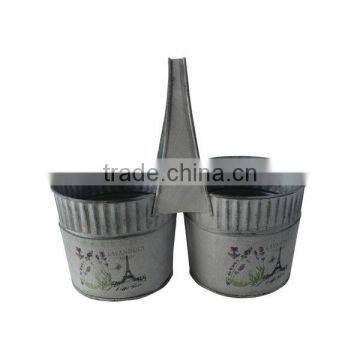 Twin Flower Pots Metal Flower Buckets Double Flower Pots