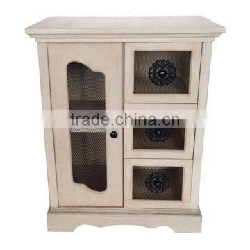 Antique White Wooden Cabinet Living Room Cabinet Vintage Decorative Wooden Cabinet