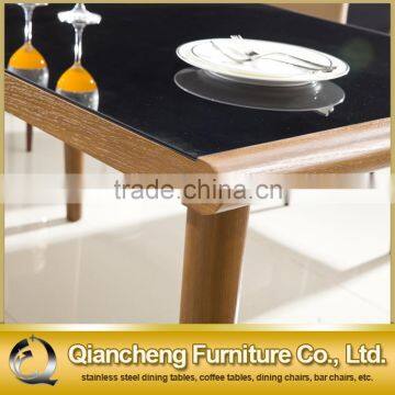 Cheap Price Black Tempered Glass Wooden Dining Table photo-3