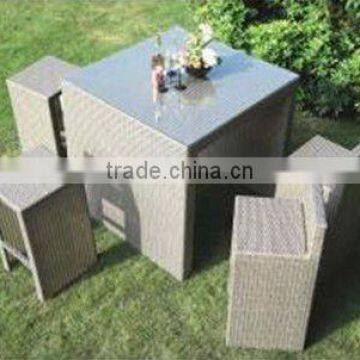 Wholesale Modern Wooden Top Rattan Base Bar Table and Chairs photo-4