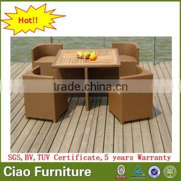 outdoor dining furniture rattan cube dining table set teak wood top