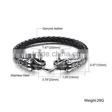 Wholesale Black Dragon Leather Bracelet Mens Leather Bracelet photo-5