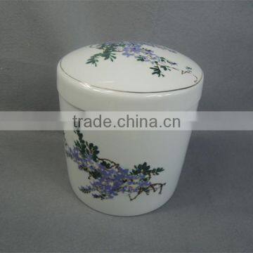 Pottery Cylinder Urns With Flower Printing