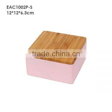 Pink Concrete Jewelry Box With Wood or Bamboo Lid photo-5