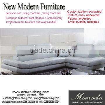 JR8019 elegant chic contemporary white cow leather L shape living room luxury sofa set home furniture new alibaba design