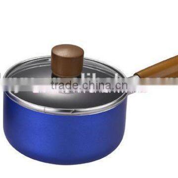 8pcs Wooden Color Bakelite Handle Pressed Aluminum Nonstick Pots and Pans photo-2