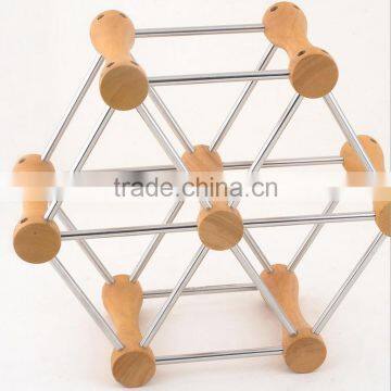 Modern Design Luxury Wine Bottle Holder Bamboo 6 Bottles Wine Rack photo-2