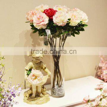 single stem cloth flower for festive and home decoration artificial silk peony flower