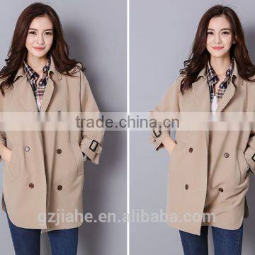 New fashion women casual trench coat double breasted loose long coat for women