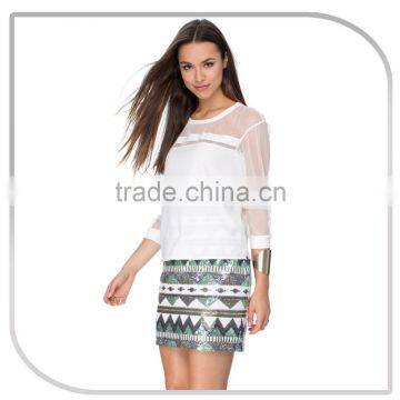 Young Ladies Geometric Pattern Slim Tight Sequin Penicl Skirt photo-3
