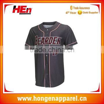 Hongen apparel 2016 Latest designs wholesale Custom Dye sublimation baseball jersey with Italy sublimation printing