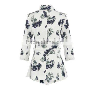2015 New Style Fashion Flora Printed Stand Collar Long Sleeve Formal Mature Ladies Office Wear Dresses Dress photo-4