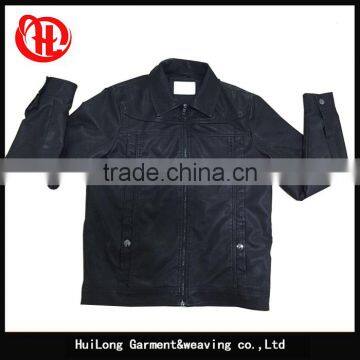 Manufacture Hot Sell Black Washed pu Leather Jacket for Men photo-3