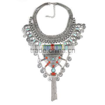 Vintage Alloy Blue Resin Collar Necklace for Womens photo-2