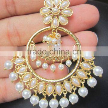 CHAND BALI Dangler Gold Tone Dangler PEARL DROP EARRINGS photo-3