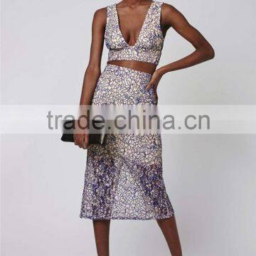 New Arrival Long Skirt Lady Cord Lace Pencil Skirt With High Waist Split See Through Clothes photo-5