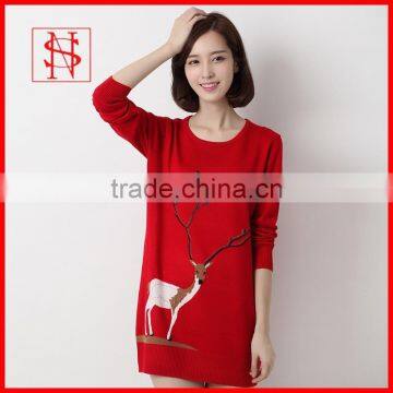 Woman christmas intarsia deer sweater