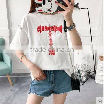 Female Short Sleeve T-shirt 2017 Summer New Easing Round Collar Summer Joker Thin Clothes photo-2