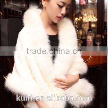 Elegant Mink Fur Wedding Shawl for Bridal Dress Winter Fashion Wide Plush Woman Faux Fur Shawl photo-2