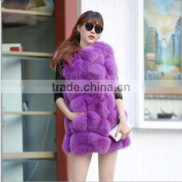 CN-R-6 Style fashion real fox fur outwear hot sale fox fur vest for ladies vintage classic