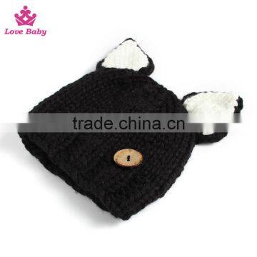 Hotsale Newborn Baby Crochet Knit Costume Baby Photo Props Black Cat and Scarf 2pcs Sets photo-3