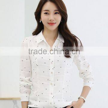 Custom Wholesale Ladies Blouse Patterns Women Cotton Formal Business Blouse With Dot photo-4